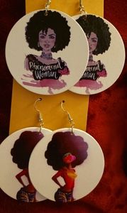 phenomenal woman lightweight wooden earrings